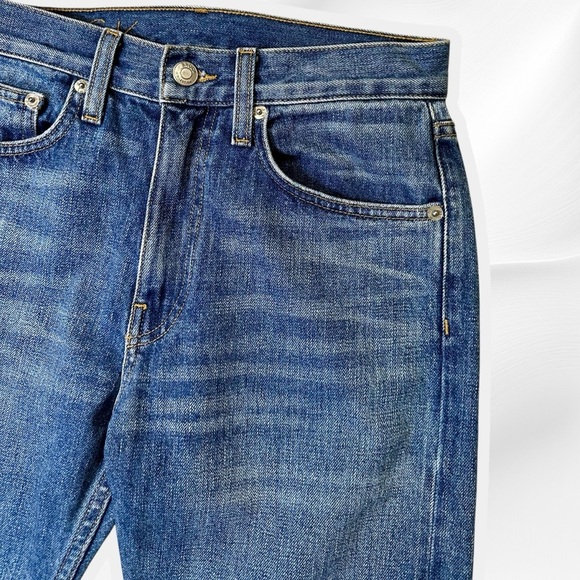 Brock Collection Medium Wash Blue Cotton Cropped Length Straight Leg Jeans Sz 2 - Picture 6 of 15